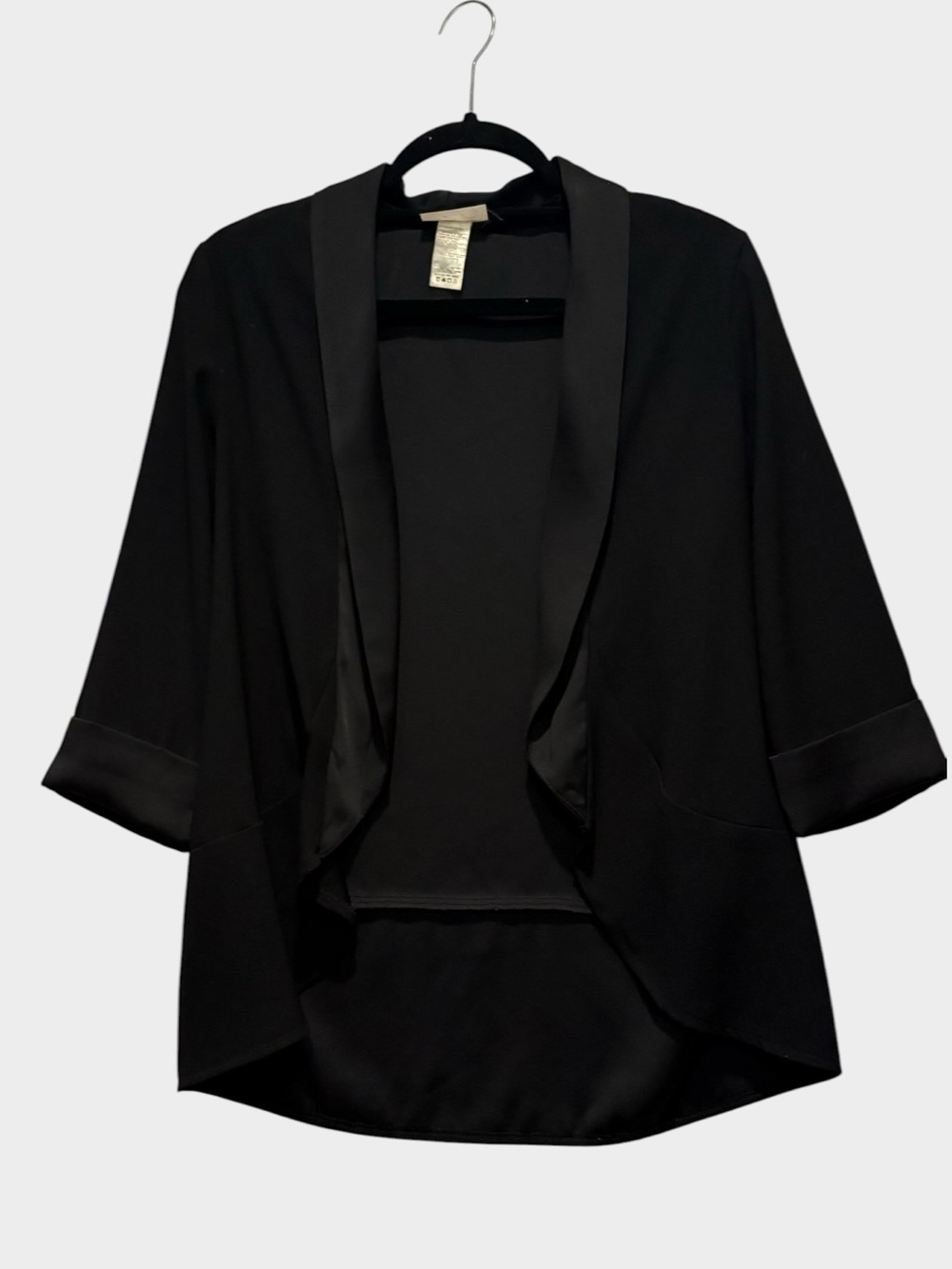 RD Style Women's open front draped blazer. Black. Size Medium